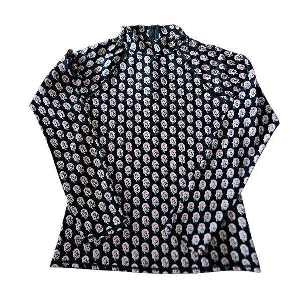 Garnet Hill Swim Rashguard Natural UPF 50+ M Long Sleeve Pullover 1/4 Zip Black - Picture 2 of 14